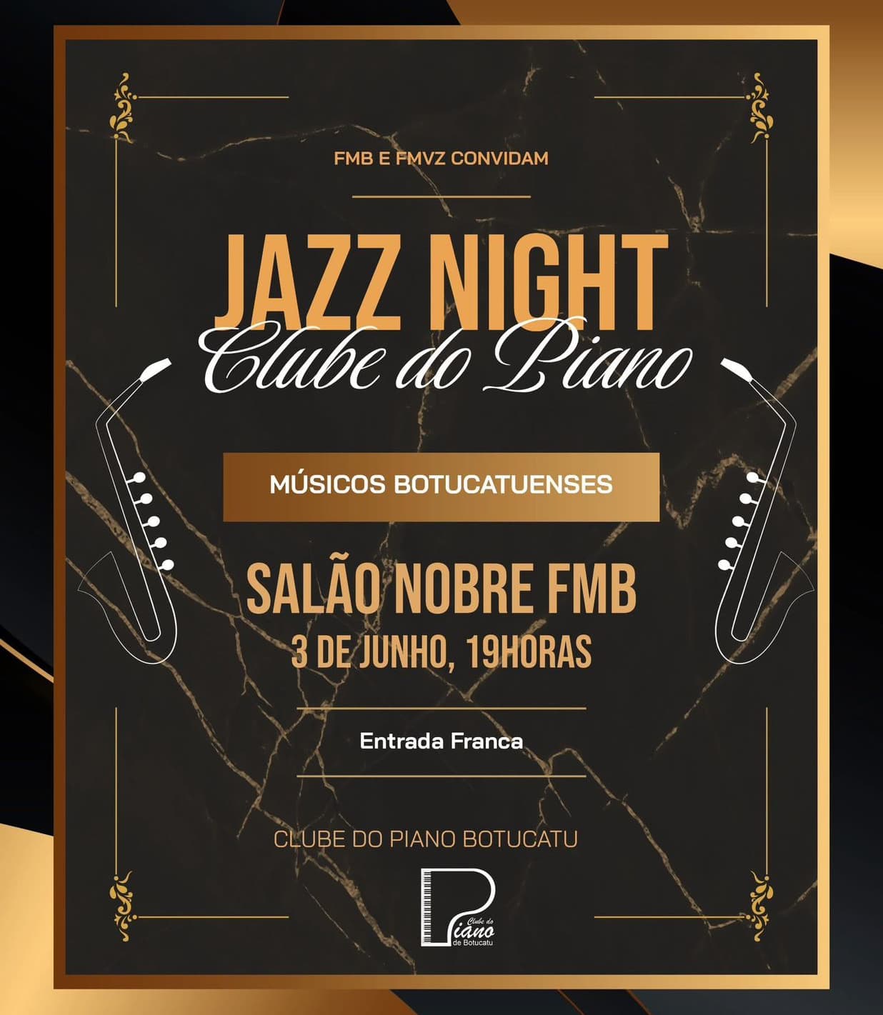 Banner do evento Clube do Piano apresenta "JAZZ NIGHT"