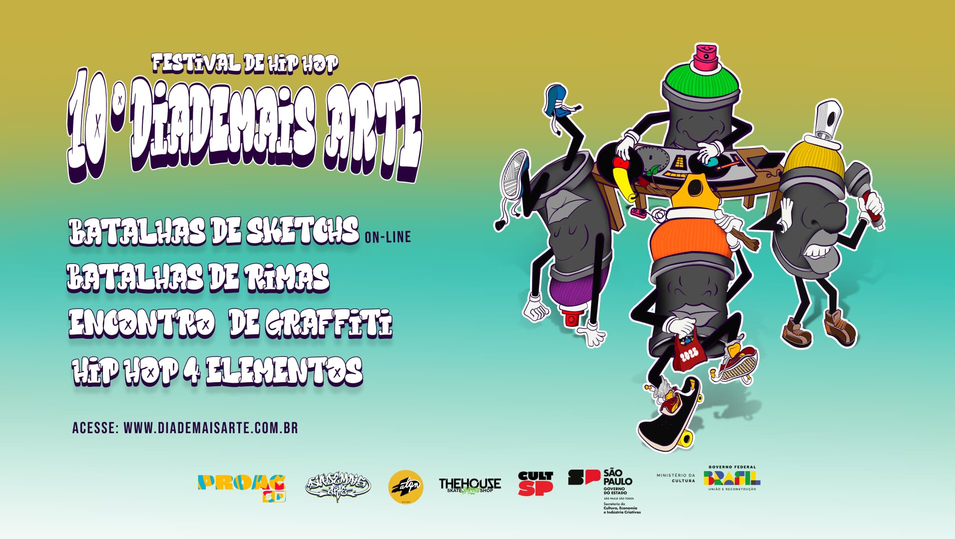 Banner do evento 10° Diademais Arte - Festival de Hip Hop