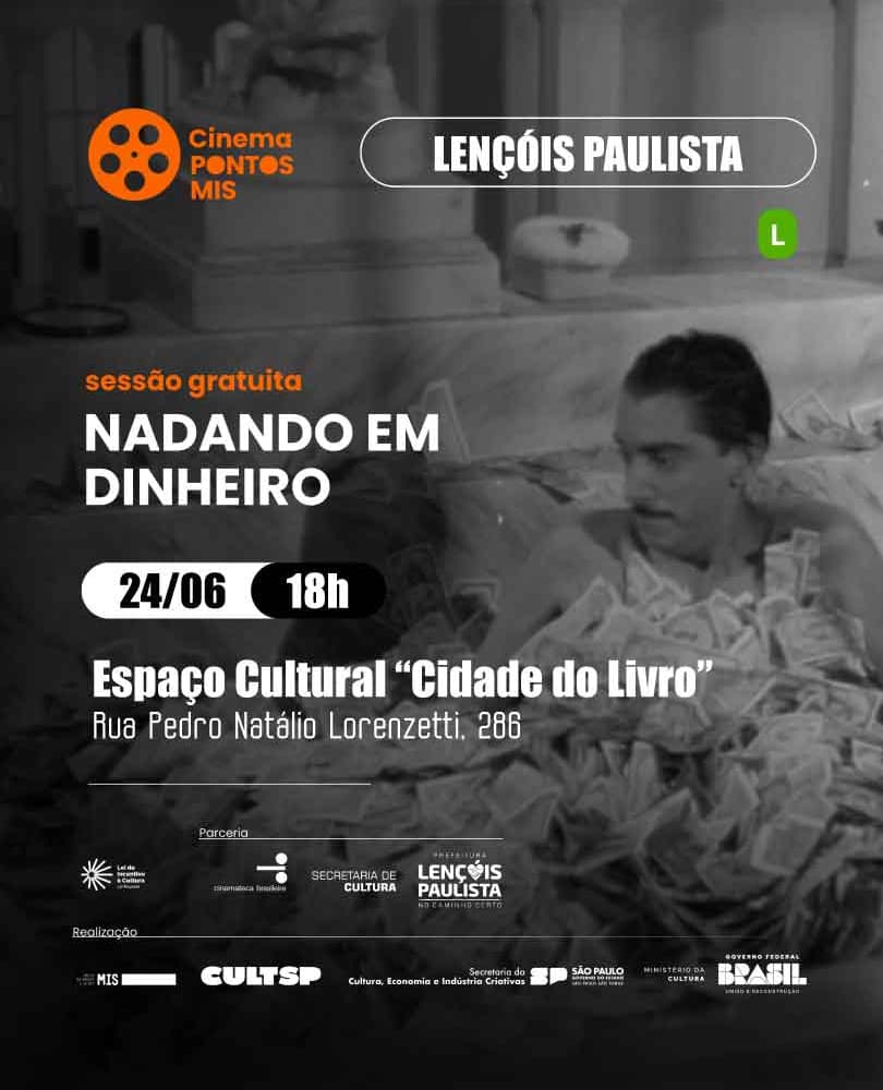 Banner do evento Cinema Pontos MIS: Especial Mazzaroppi: Nadando em dinheiro