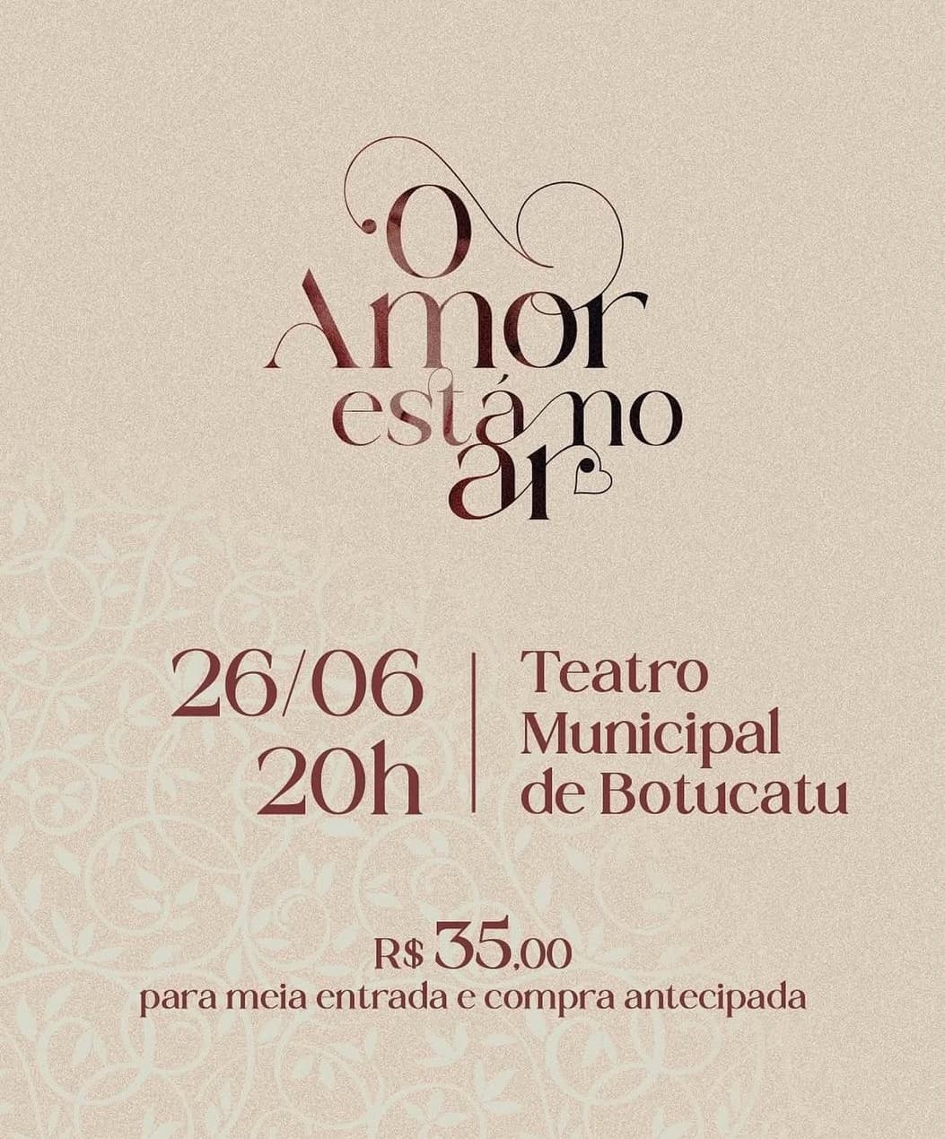 Banner do evento O AMOR ESTÁ NO AR 💞