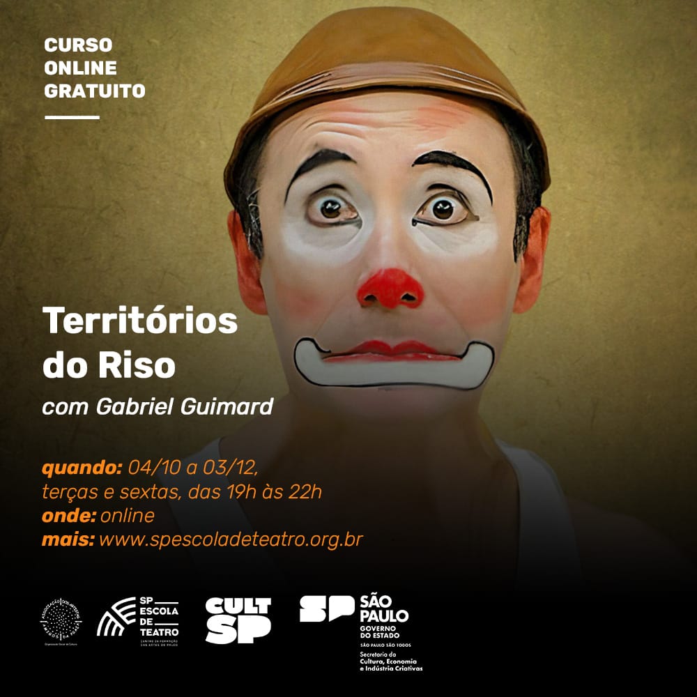 Banner do evento Curso online e gratuito “Circo – Territórios do Riso”