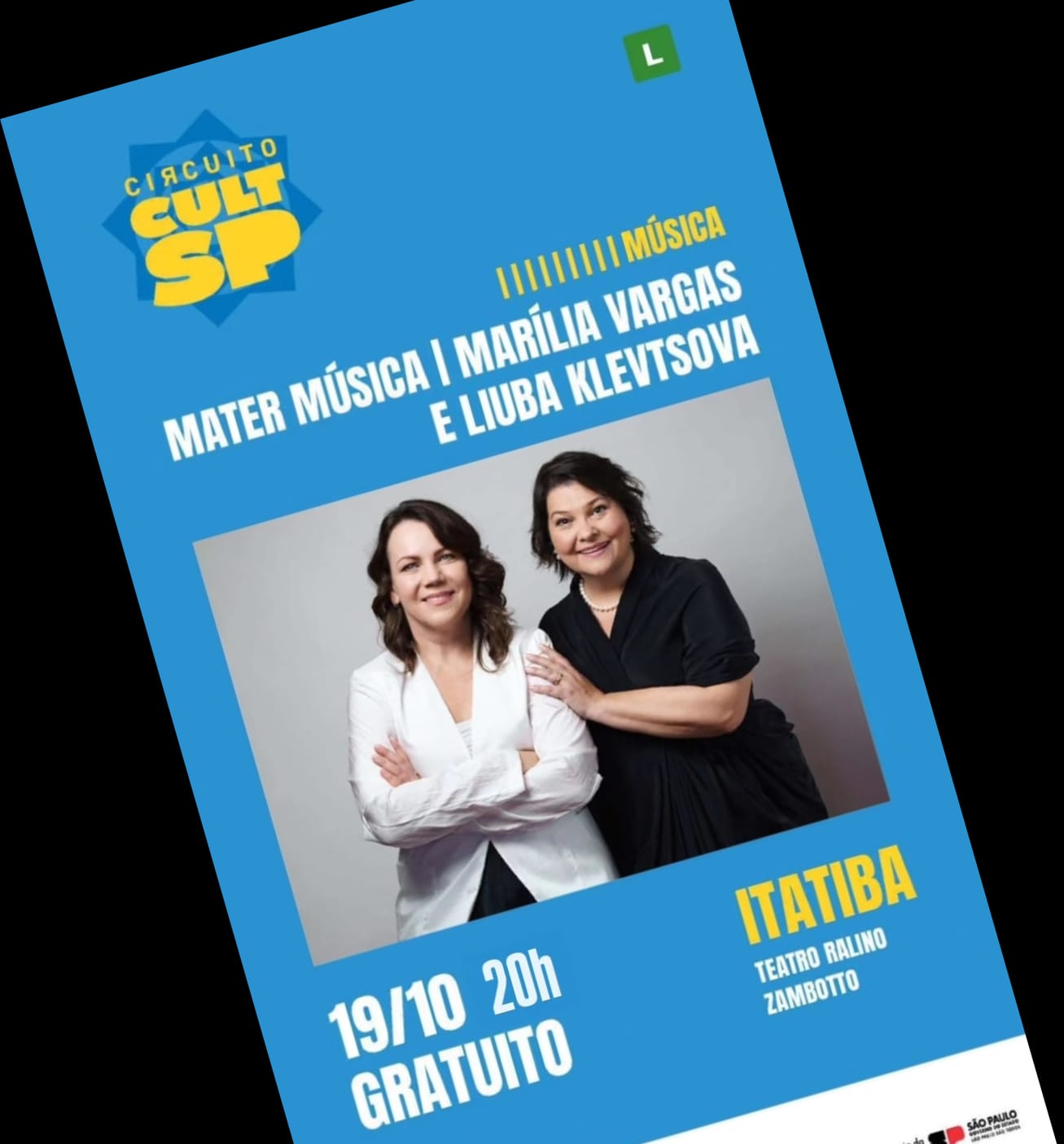 Banner do evento Música Mater - apresentação lírica da artista Marília Vargas e solista Liuba Klevtsova