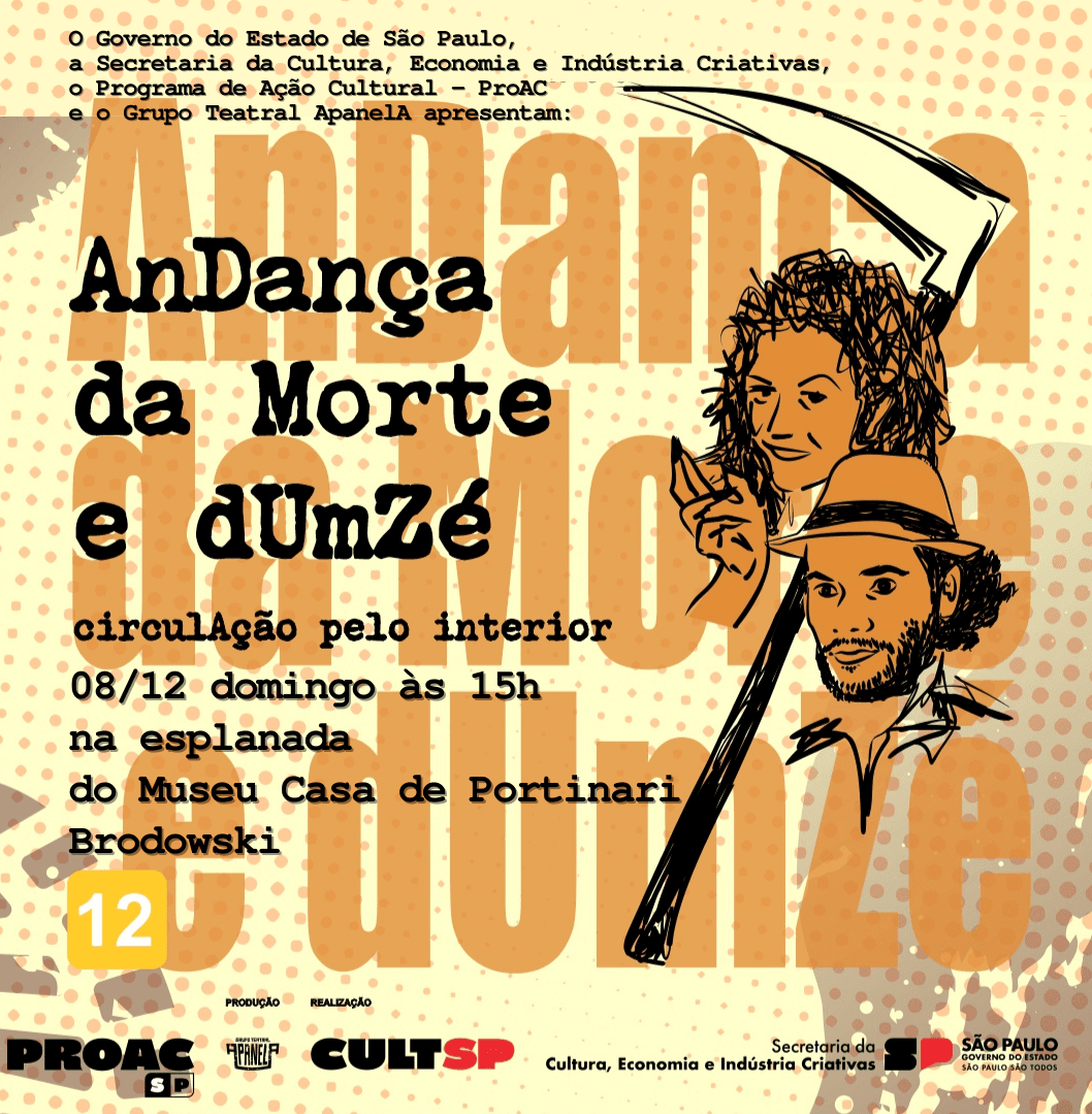 Banner do evento Espetáculo “AnDança da Morte e dUmZé”, Grupo Teatral Apanela