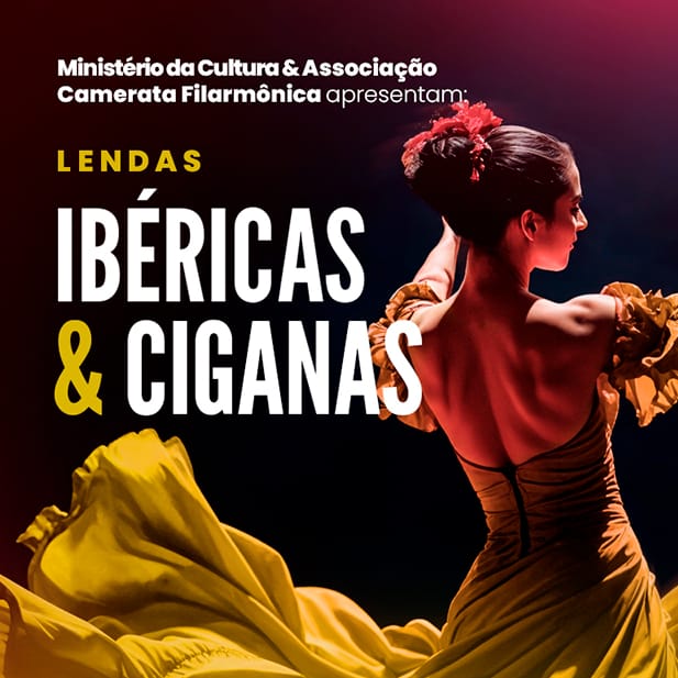 Banner do evento Concerto 'Lendas Ibéricas & Ciganas' da Camerata Filarmônica de Indaiatuba 