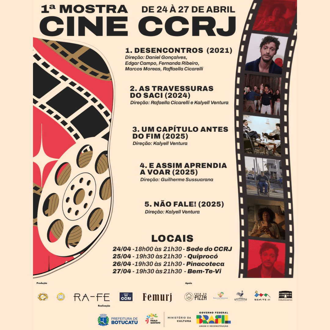 Banner do evento 🎬✨ 1ª Mostra Cine CCRJ - Centro Cultural Rubião Junior