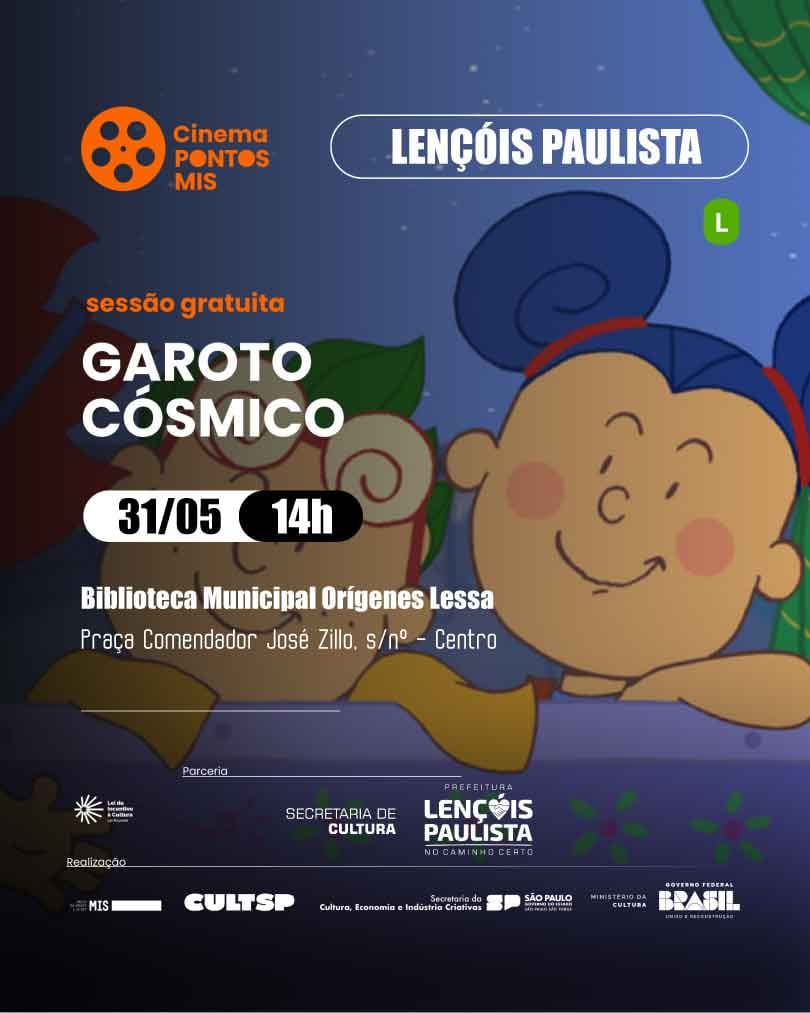 Banner do evento Cinema Pontos MIS: Garoto Cósmico