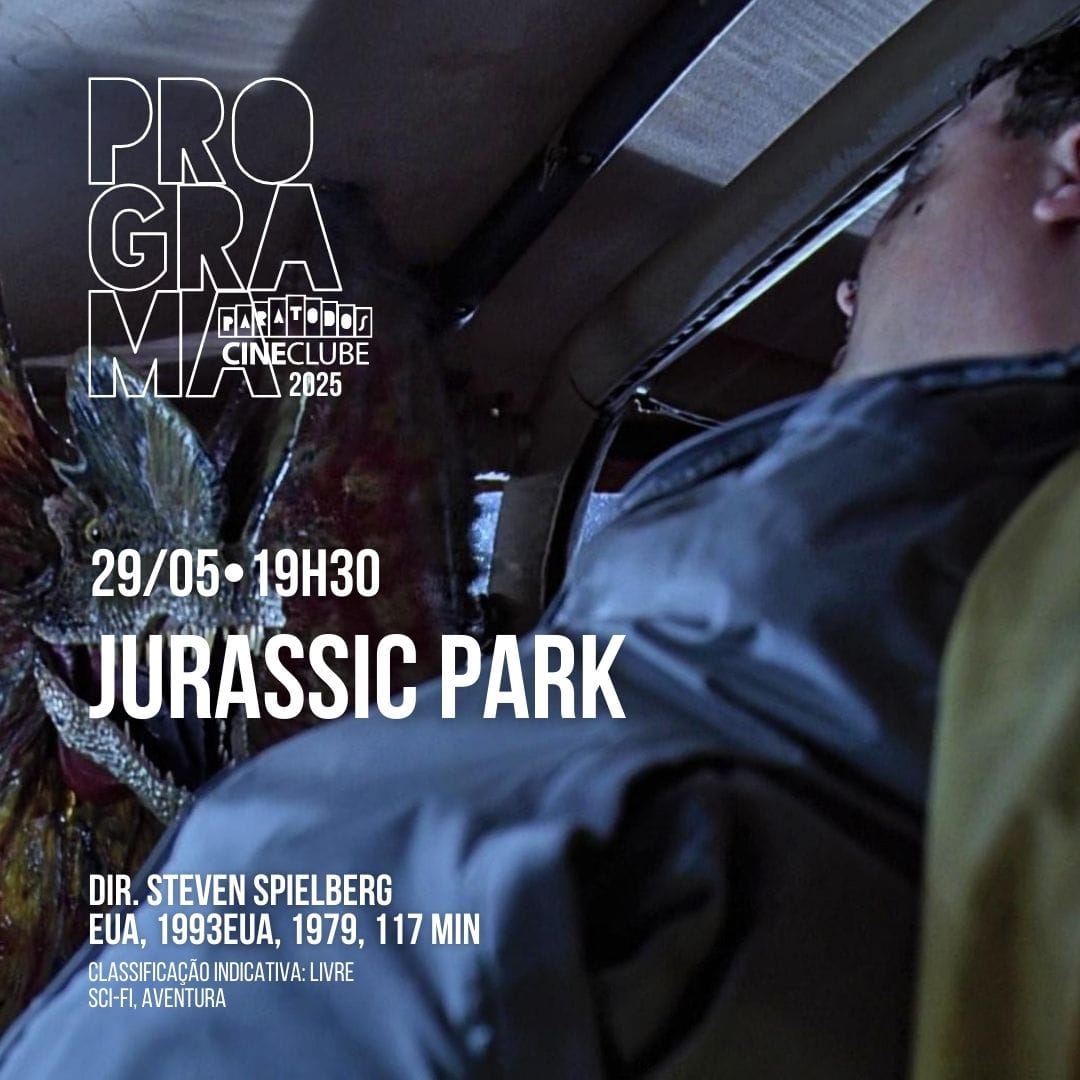 Banner do evento Cineclube Paratodos apresenta - JURASSIC PARK 