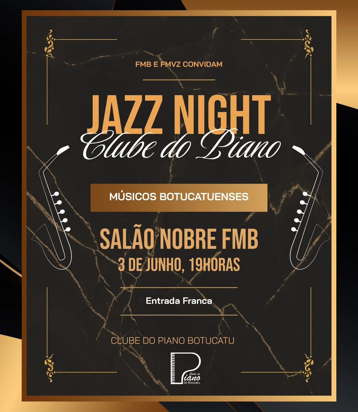 Banner do evento Clube do Piano apresenta "JAZZ NIGHT"
