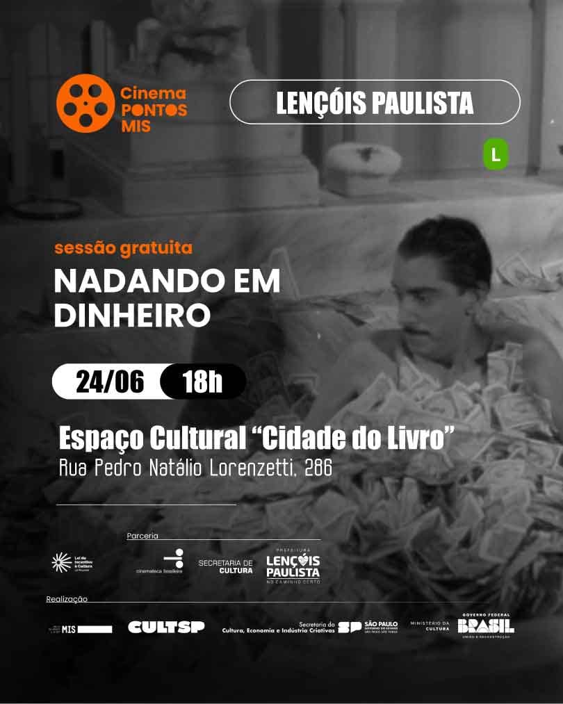 Banner do evento Cinema Pontos MIS: Especial Mazzaroppi: Nadando em dinheiro