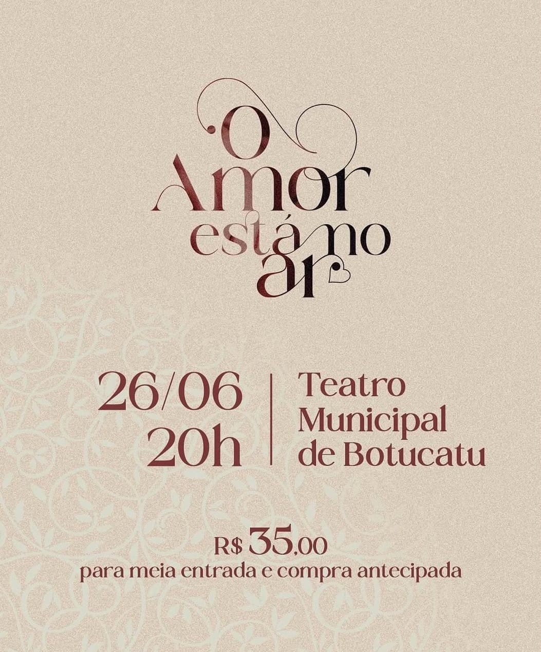 Banner do evento O AMOR ESTÁ NO AR 💞