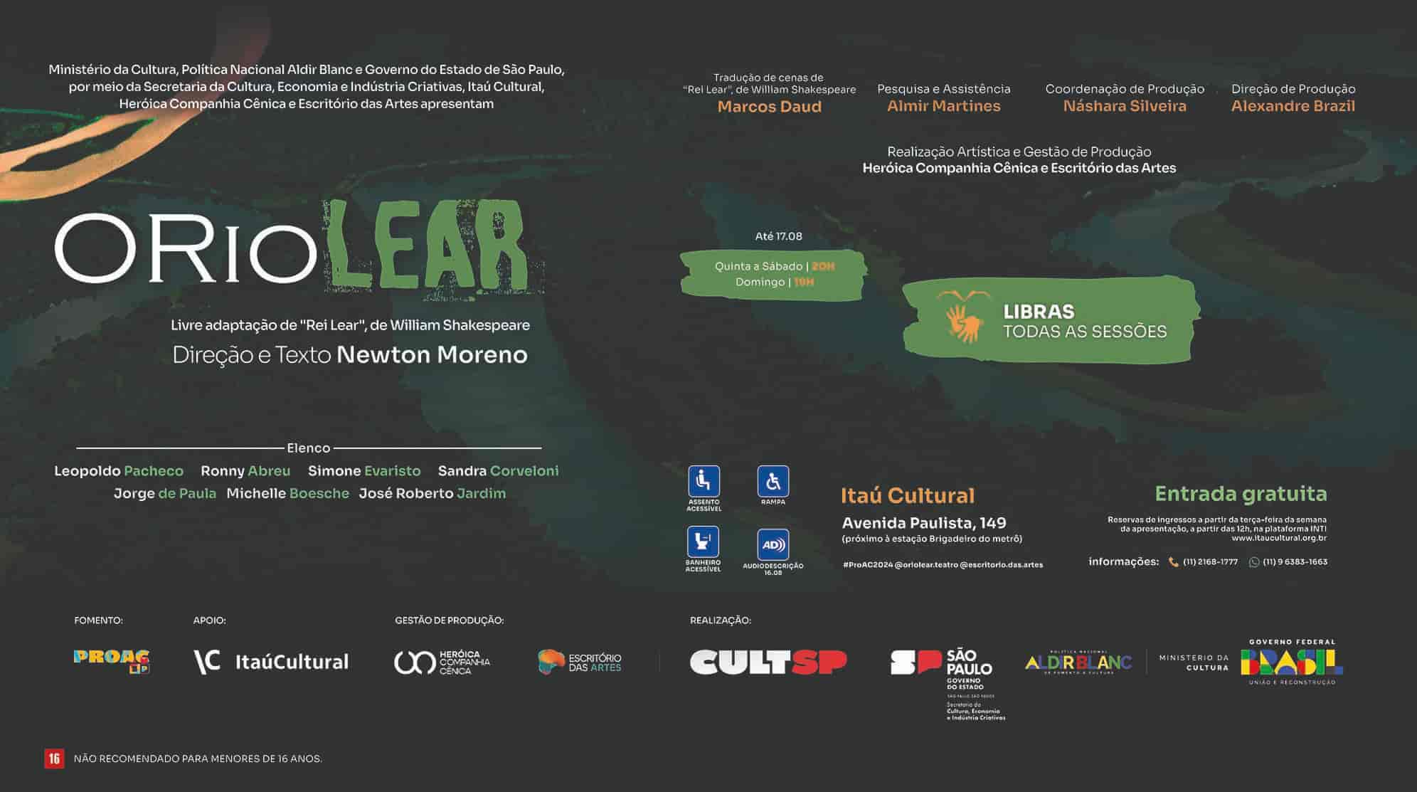 Imagem do evento ORioLear - Temporada do espetáculo - TODAS AS SESSÕES - ACESSÍVEL EM LIBRAS