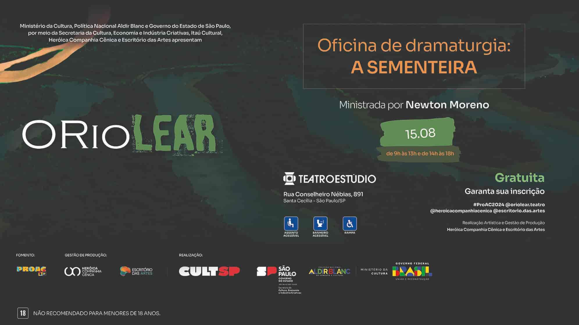 Imagem do evento OFICINA DE DRAMATURGIA - A SEMENTEIRA  com Newton Moreno