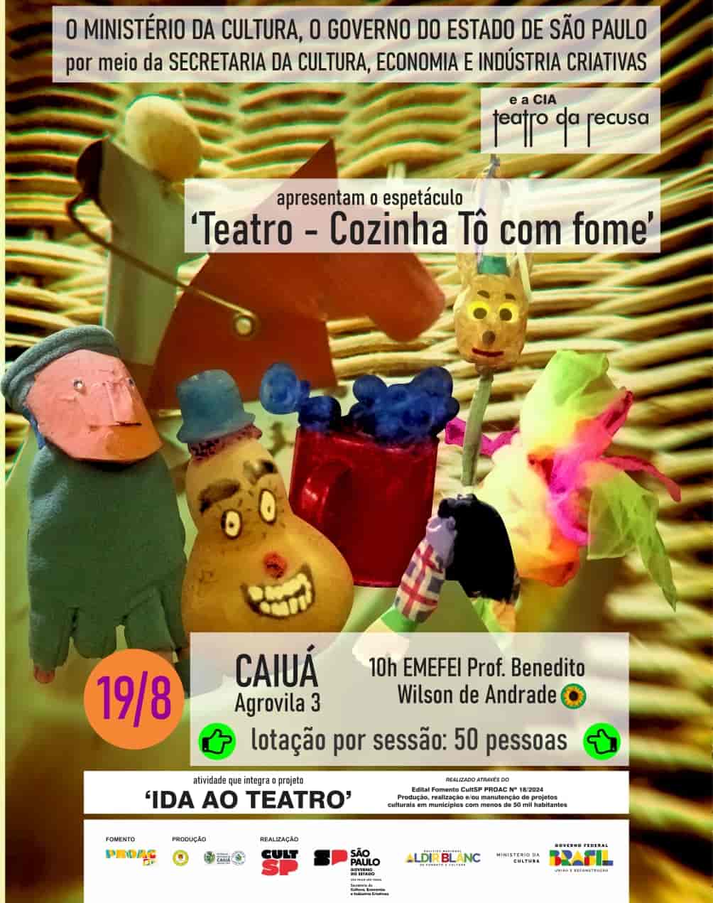 Imagem do evento IDA AO TEATRO  apresenta Teatro - Cozinha Tô com Fome