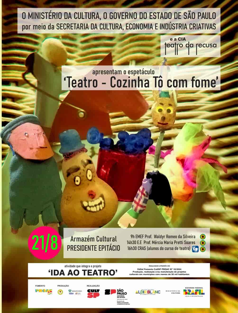 Imagem do evento IDA AO TEATRO  apresenta Teatro - Cozinha Tô com Fome