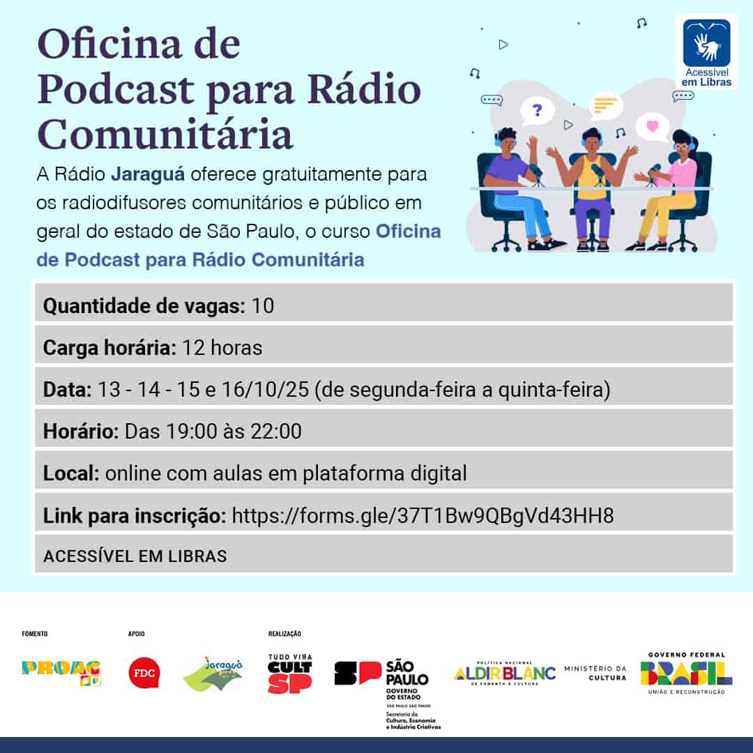 Imagem do evento OFICINA DE PODCAST PARA RÁDIO COMUNITÁRIA