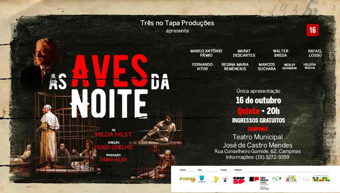 Imagem do evento AS AVES DA NOITE, de Hilda Hilst - Teatro Castro Mendes