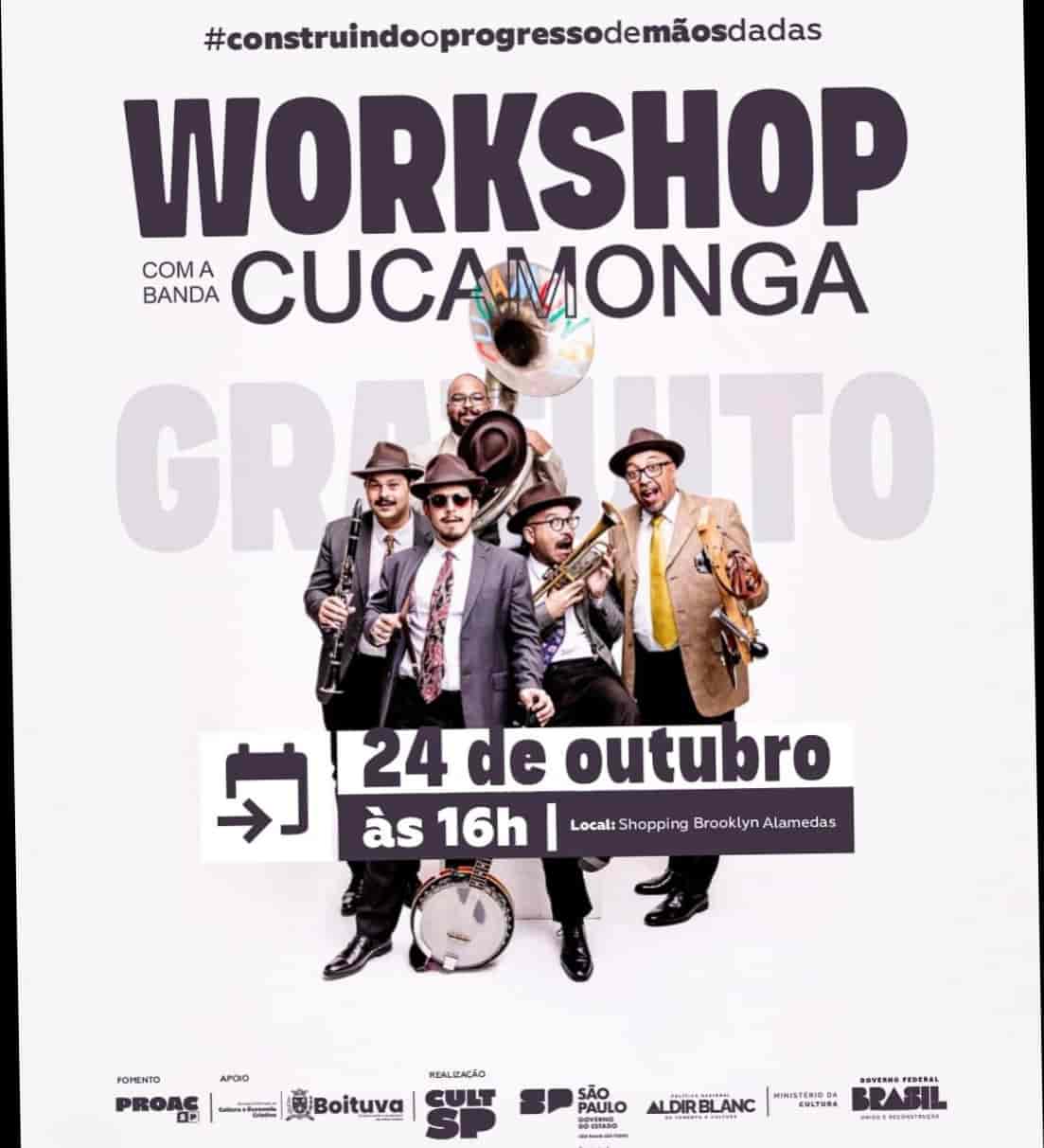 Imagem do evento WORKSHOP GRATUITO COM A BANDA CUCAMONGA EM BOITUVA! 🎸✨