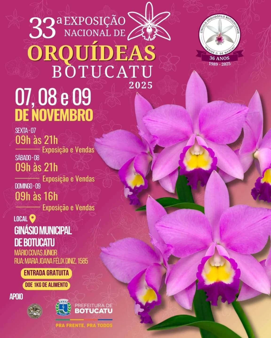 Banner do evento 🌸 Vem aí a 33ª Exposição Nacional de Orquídeas de Botucatu! 🌸