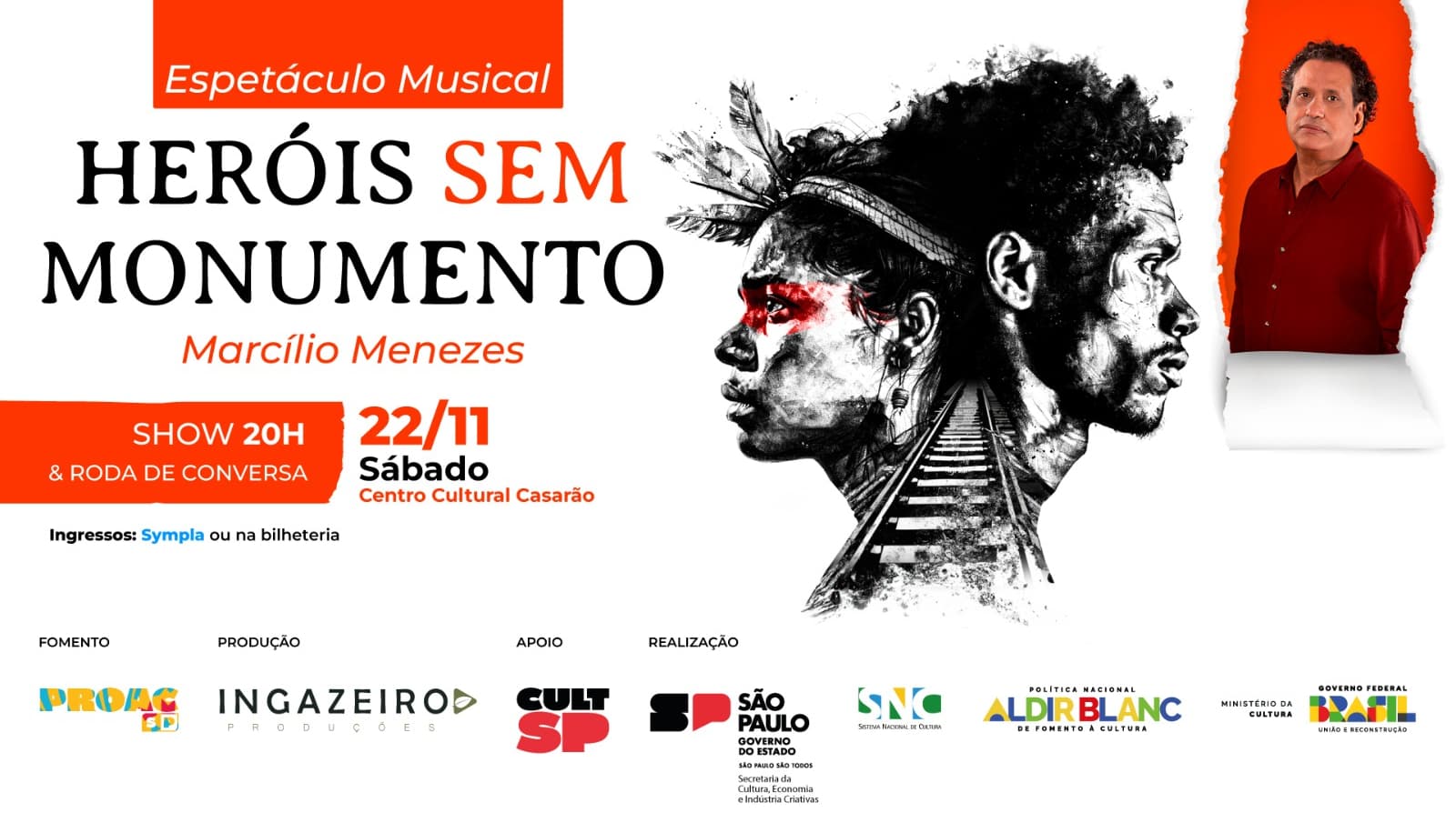 Banner do evento Show de Lançamento do Álbum Musical Heróis Sem Monumento