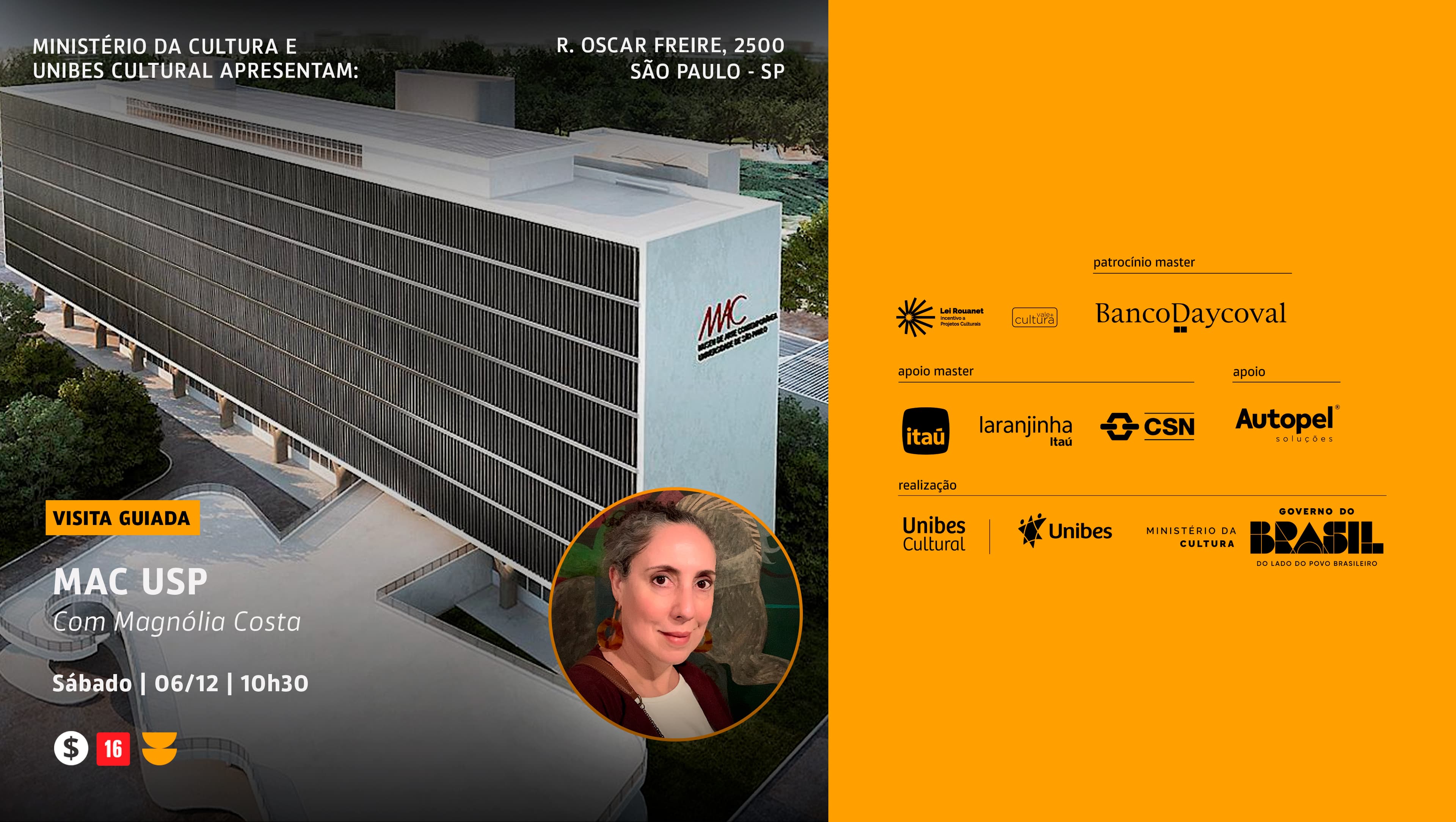 Banner do evento Visita Guiada Com Magnólia Costa ao MAC USP