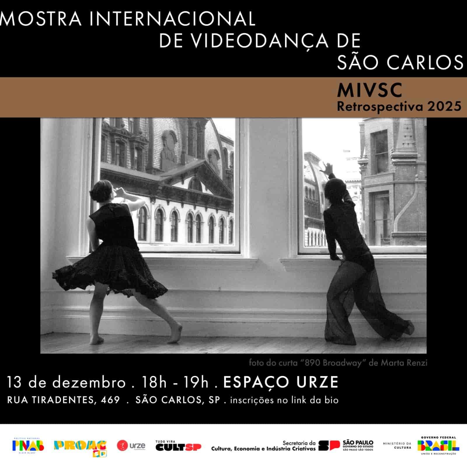 Imagem do evento Cine Urze: Mostra Internacional de Videodança de São Carlos - MIVSC: Retrospectiva 2025