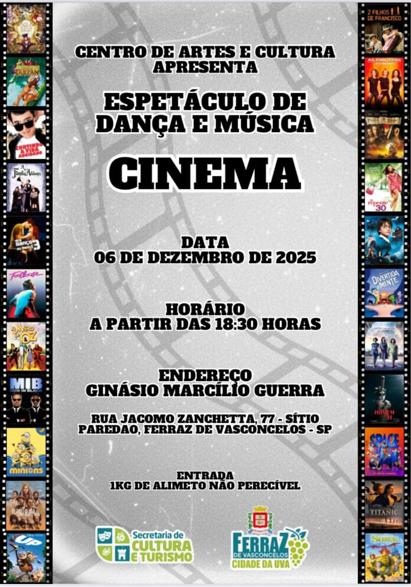 Banner do evento Espetáculo de Dança e Música - Tema: Cinema