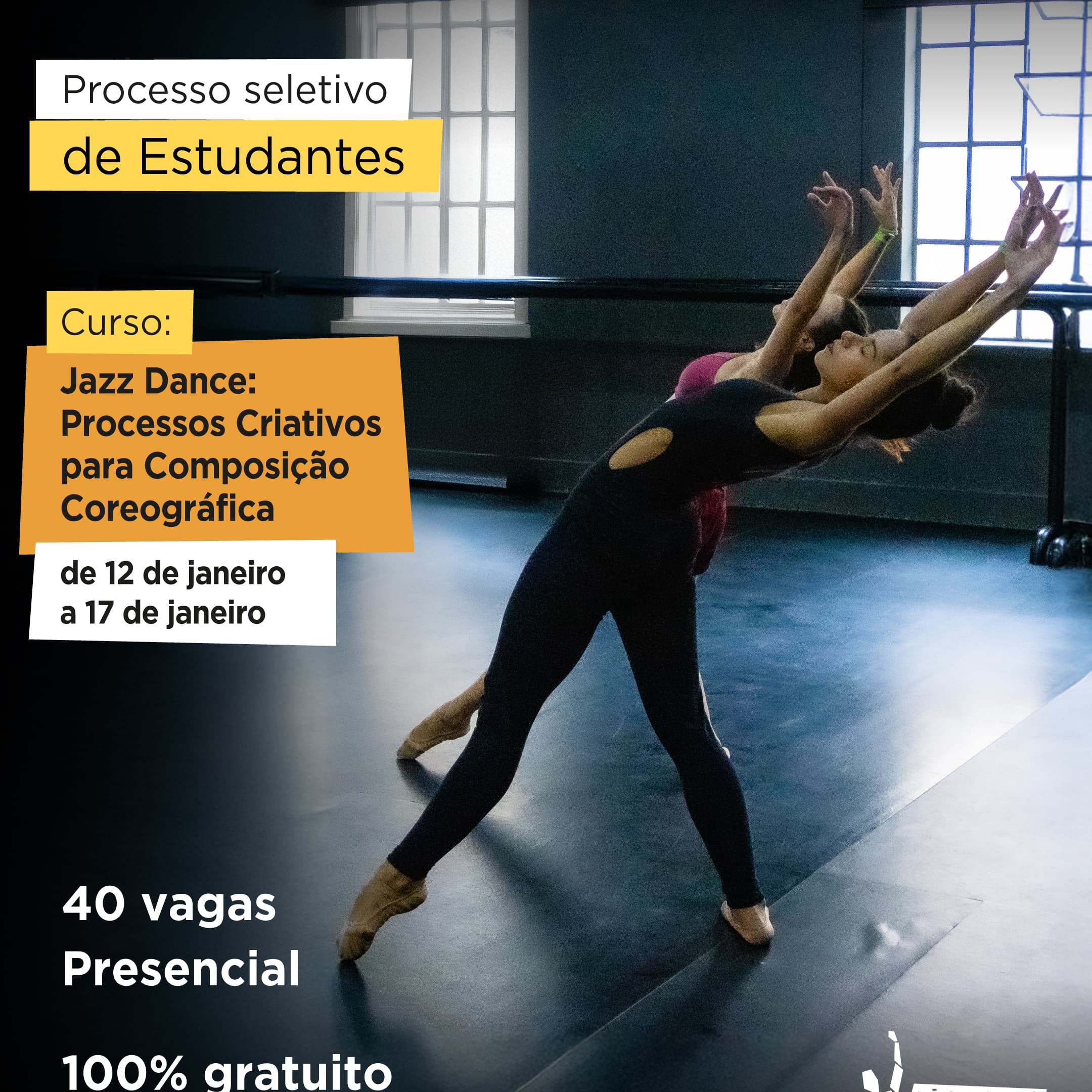 Banner do evento Jazz Dance: Processos Criativos para Composição Coreográfica