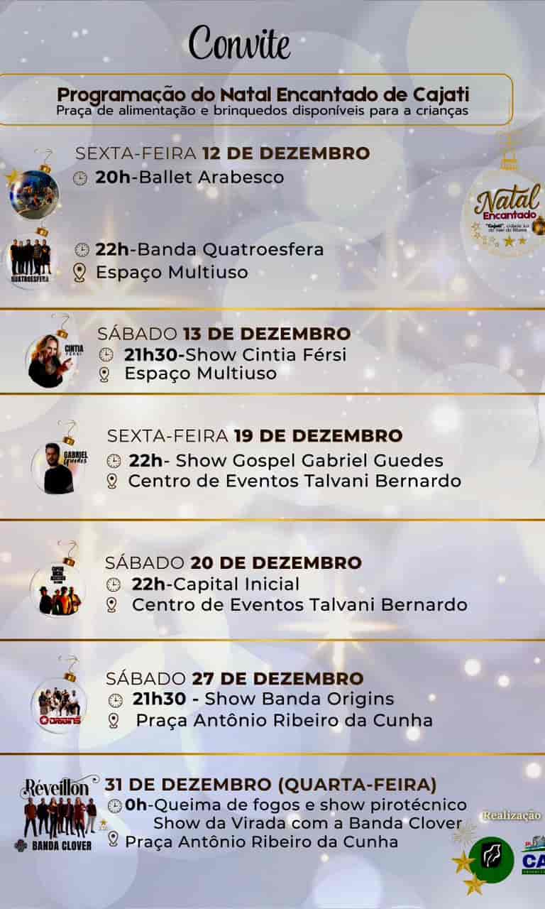Imagem do evento Programação Cultural Natal Encantado Cajati