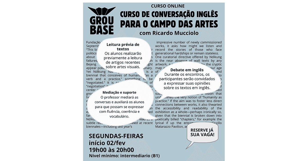 Banner do evento CONVERSAÇÃO EM INGLÊS PARA O CAMPO DAS ARTE