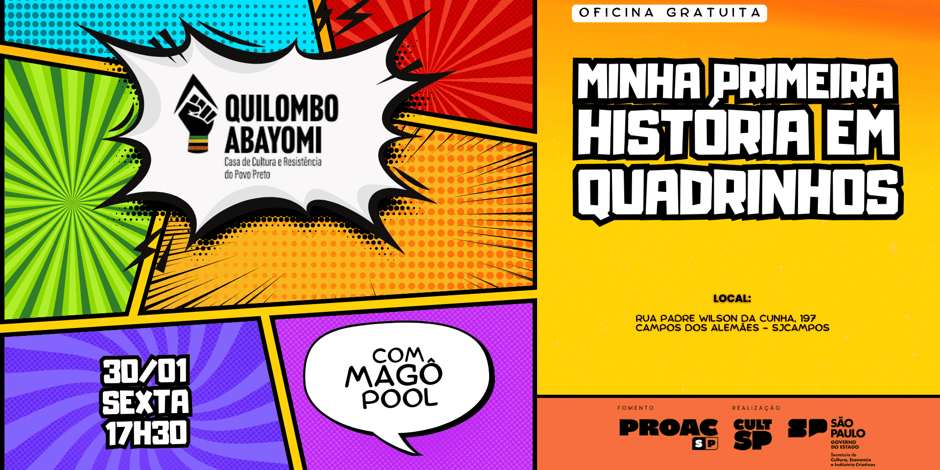 Imagem do evento Lançamento e Oficina Gratuita de Quadrinhos no Quilombo Abayomi