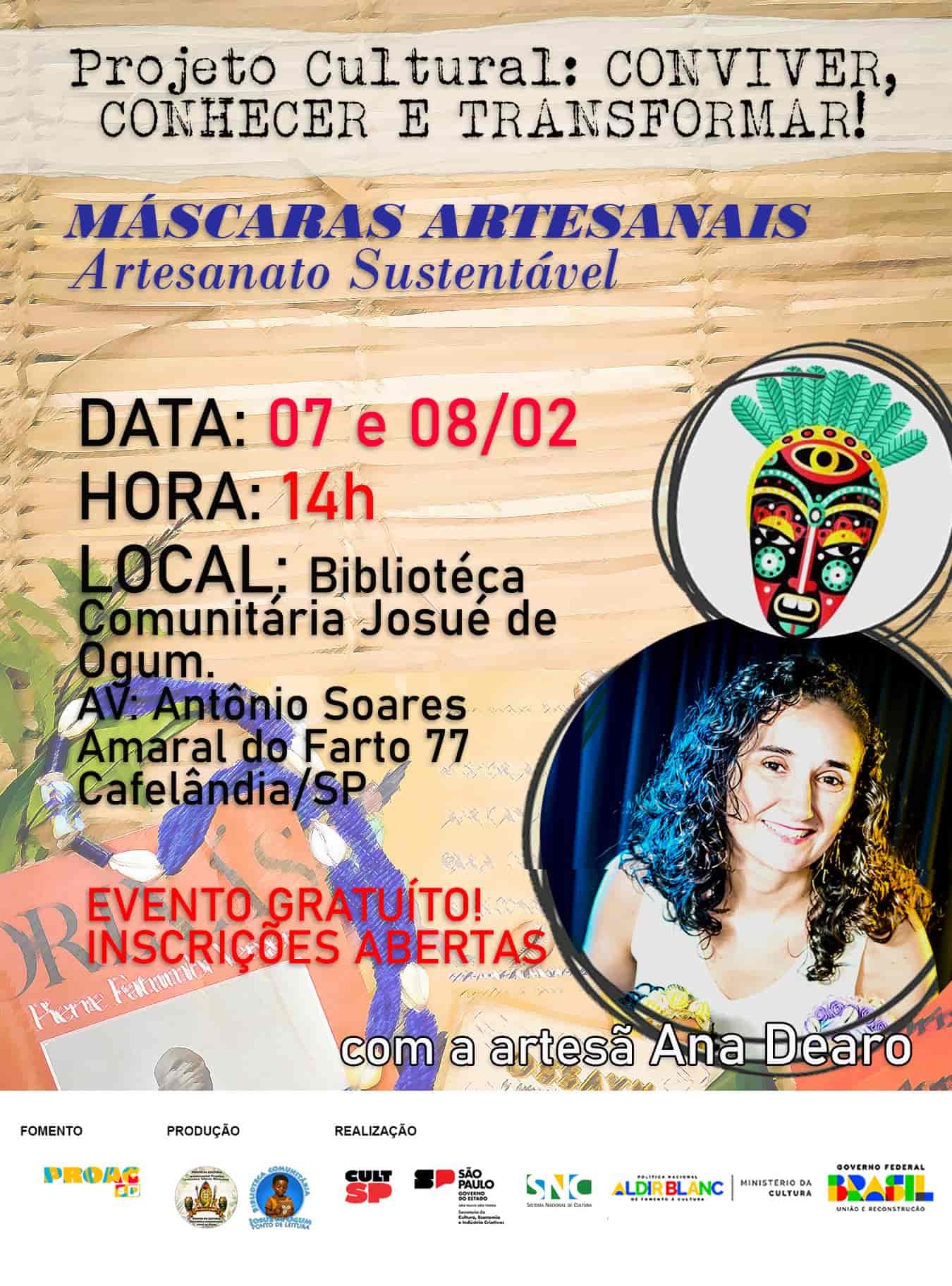 Imagem do evento Oficina de MÁSCARAS ARTESANAIS.