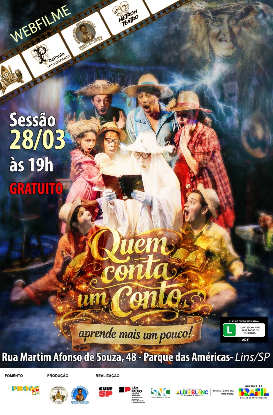 Banner do evento Webfilme "QUEM CONTA UM CONTO, APRENDE MAIS UM POUCO"