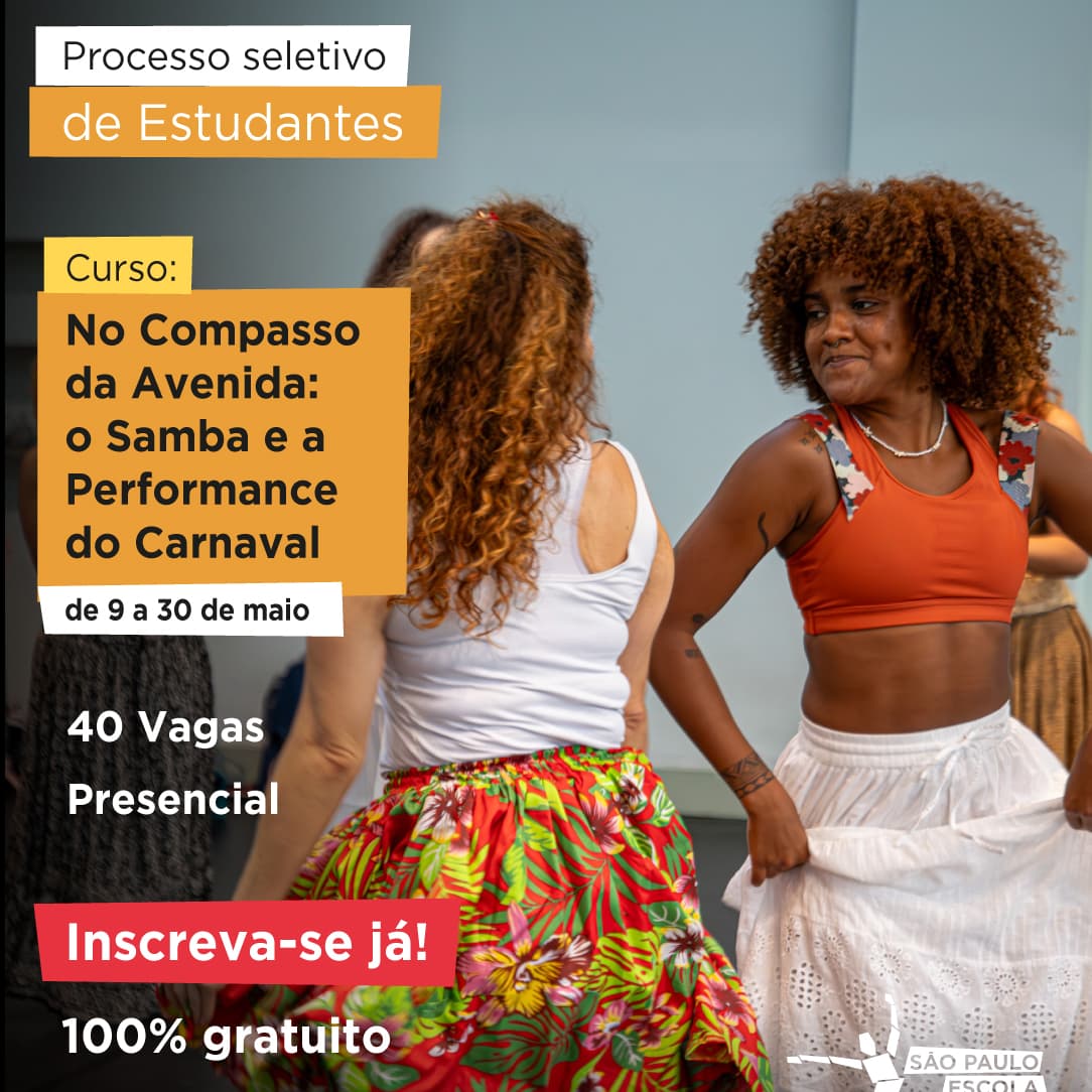 Banner do evento Curso de Extensão Cultural - "No Compasso da Avenida: O Samba e a Performance do Carnaval”