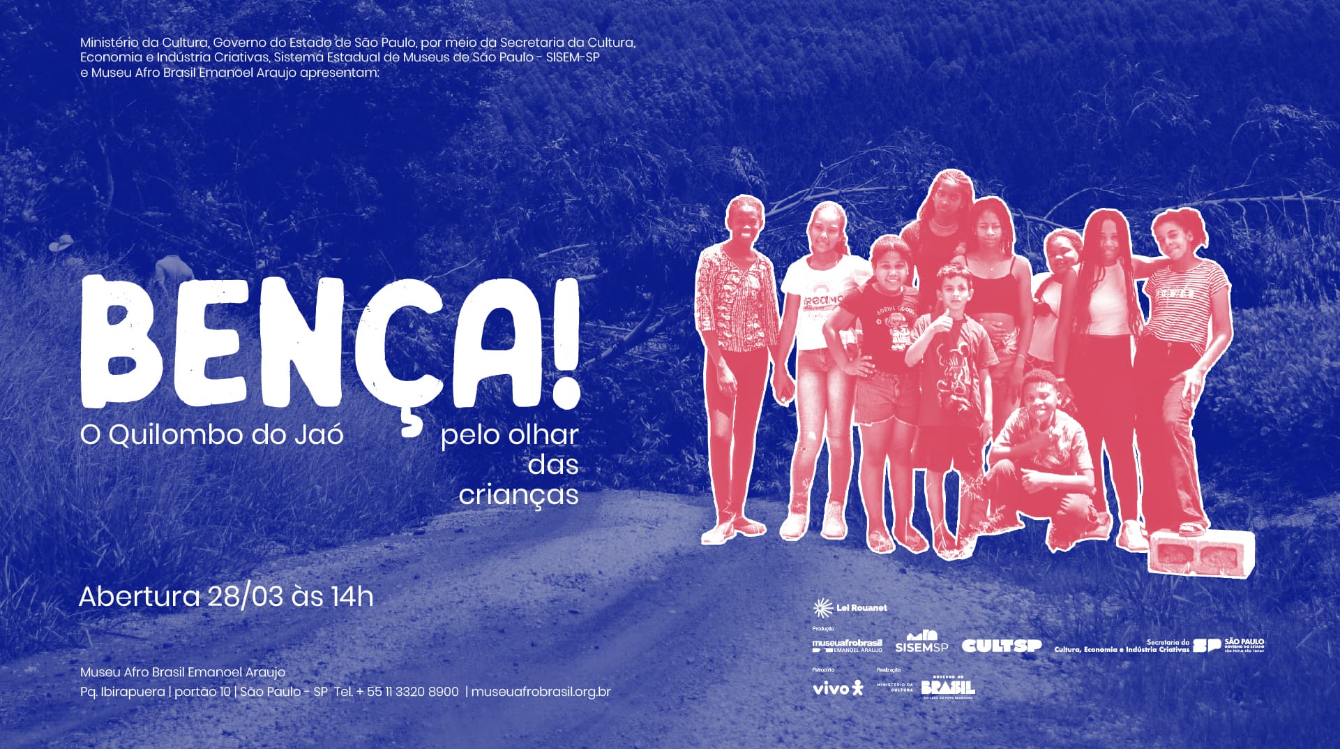 Banner do evento Exposição Bença! O Quilombo de Jaó pelo olhar das crianças