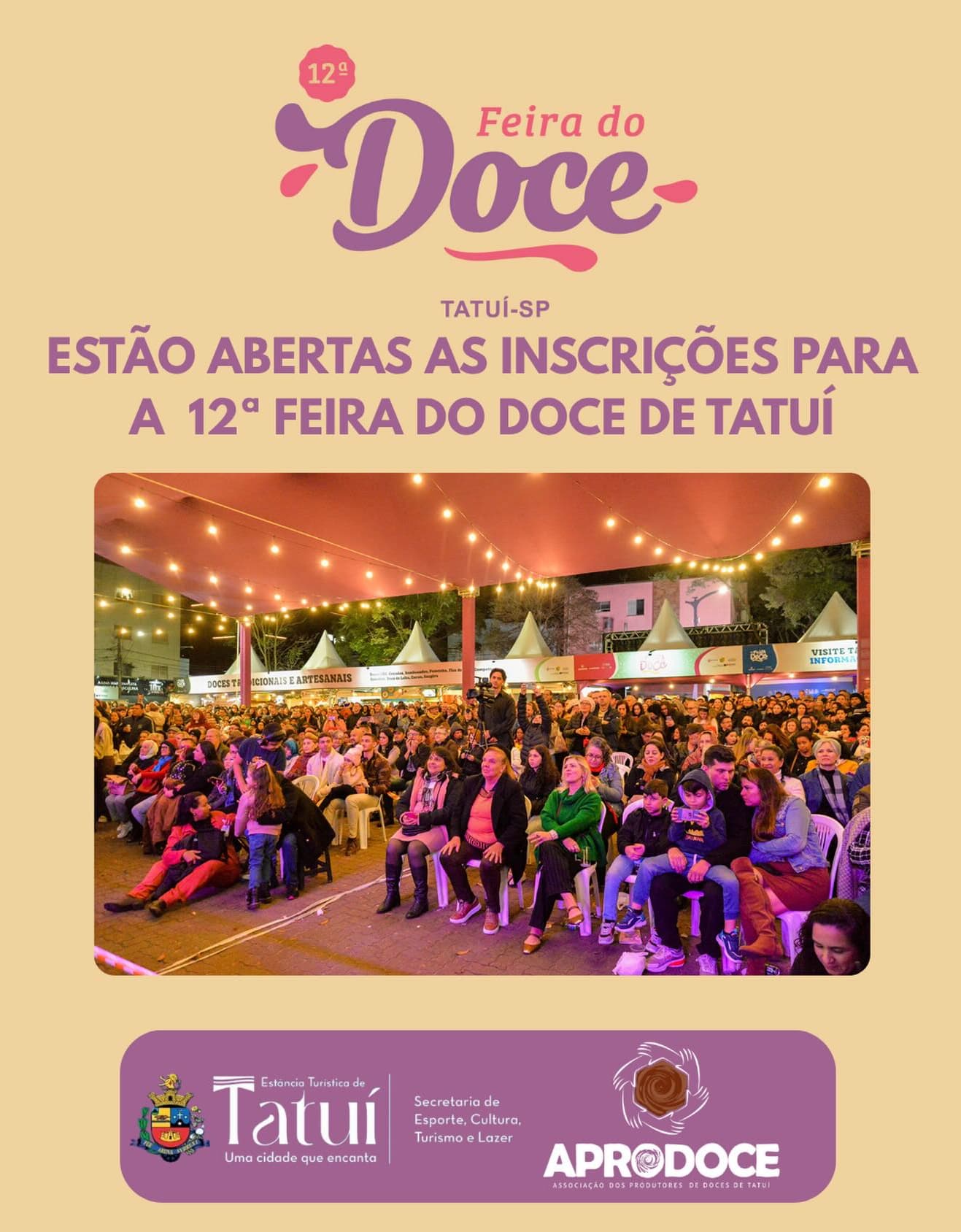 Banner do evento Estão abertas as inscrições para a 12ª Feira do Doce de da Estância Turística de Tatuí