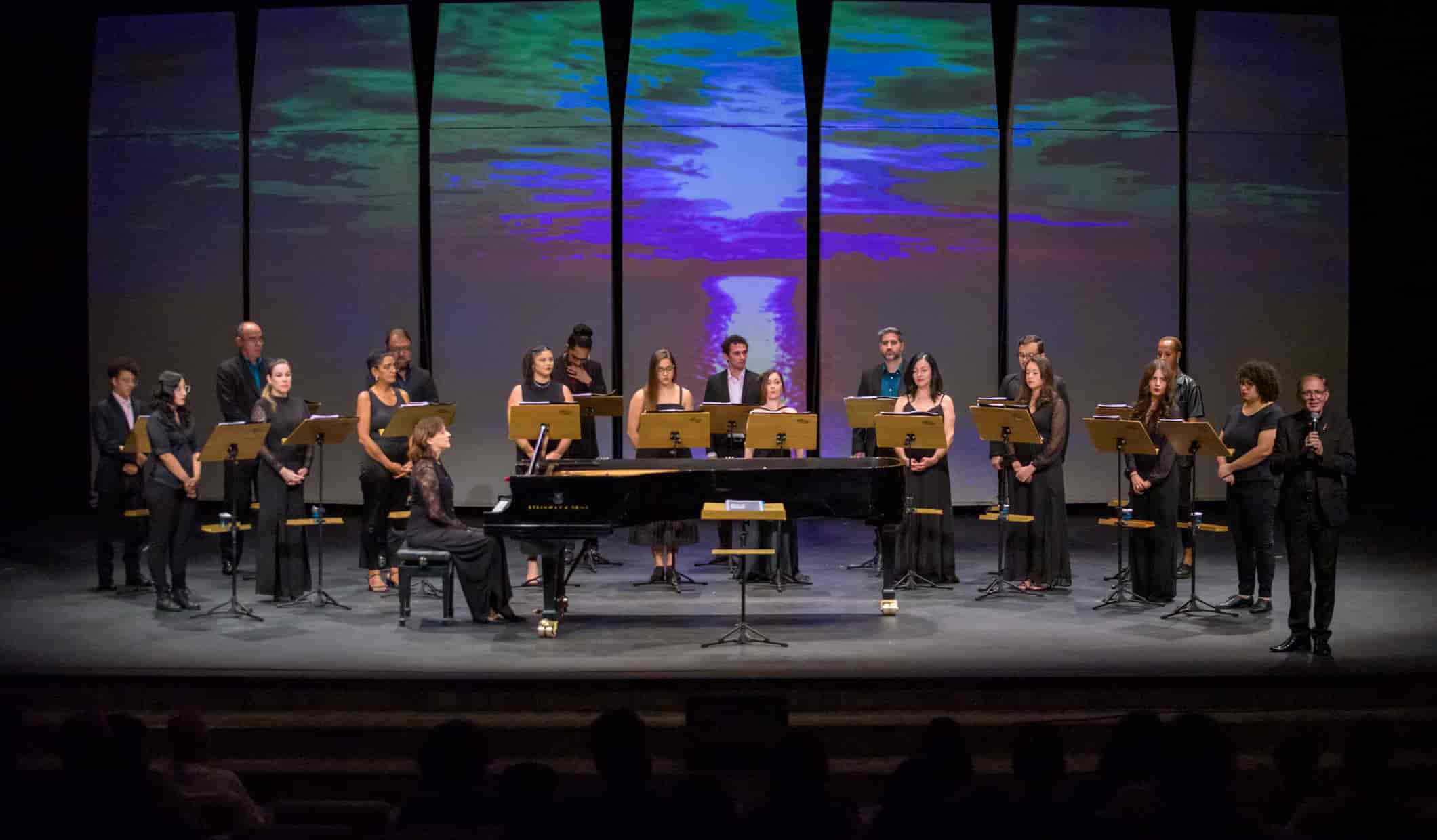 Banner do evento Concerto: Coro, Grupo de Percussão e Marlui Miranda